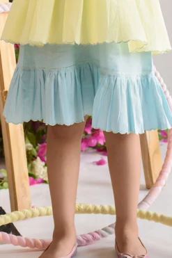 Littleens Blue & Yellow Hand Embroidered Dress For Girls -AOZA Wear Style Shop LITL032212 4