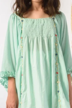 Littleens Sea Green Embroidered Dress For Girls -AOZA Wear Style Shop LITL032213 3