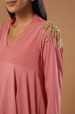 Label Muskan Agarwal Fuchsia Crepe Draped Dress -AOZA Wear Style Shop LMAG102205 3