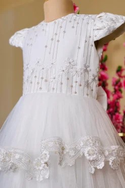 Little Vogue Club White Dress In Cotton Polyester For Girls -AOZA Wear Style Shop LVCC112114 3