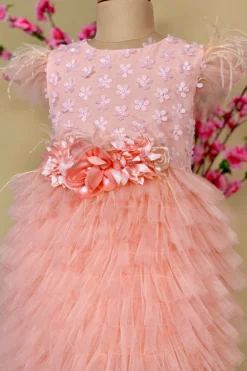 Little Vogue Club Peach Cotton Polyester Dress For Girls -AOZA Wear Style Shop LVCC112116 3