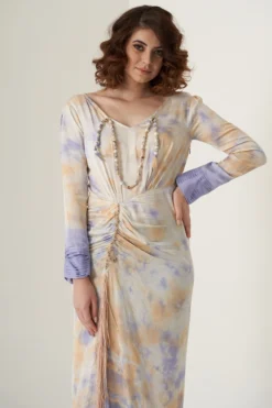 Merge Design White & Lavender Printed Dress -AOZA Wear Style Shop MRDG072201 3