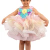 Neha Gursahani Kids Multi Colored Tiered & Embroidered Dress For Girls
