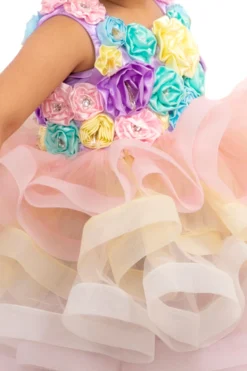 Neha Gursahani Kids Multi Colored Tiered & Embroidered Dress For Girls -AOZA Wear Style Shop NGKC032120 3