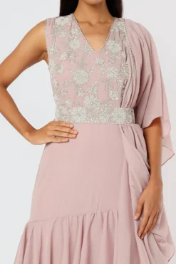 Namrata Joshipura Pink Embellished Draped Saree Dress -AOZA Wear Style Shop NJPC022251 3