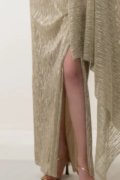 Namrata Joshipura Champagne Gold Shimmer Chiffon Draped Dress -AOZA Wear Style Shop NJPC032208 4