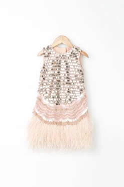 NSS Little Stars Blush Hand Embroidered Dress For Girls