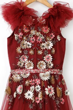 NSS Little Stars Deep Wine Applique Tiered Dress For Girls -AOZA Wear Style Shop NSSC072117 3