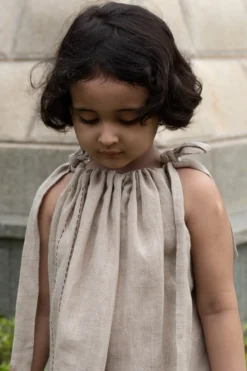 Onari Kids Abalone Linen Knee-Length Dress For Girls -AOZA Wear Style Shop ONRKS012201 3