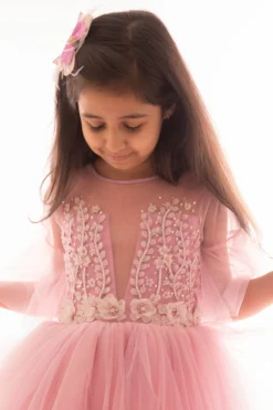 Pa:paa Lavender Pearl Embroidered Flared Dress For Girls -AOZA Wear Style Shop PAPA092102 3