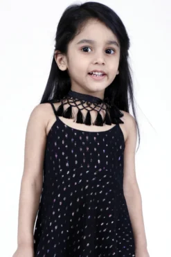Phee-B Black Georgette Knee-Length Dress For Girls -AOZA Wear Style Shop PHEEB042201 3