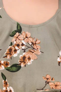 Phee-B Moss Green Crepe Printed Maxi Dress For Girls -AOZA Wear Style Shop PHEEB042207 4