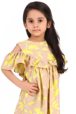 Phee-B Beige Crepe Printed Dress For Girls -AOZA Wear Style Shop PHEEB042213 3