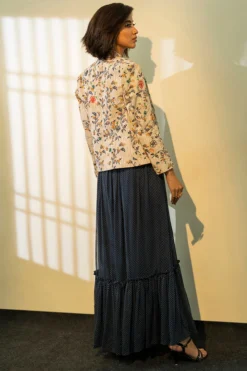 Piyanshu Bajaj Dark Blue Dress With Embroidered Jacket -AOZA Wear Style Shop PIYA052103 2