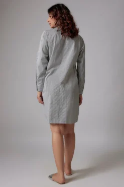 Richaa Goenka Black & White Cotton Poplin Striped Shirt Dress -AOZA Wear Style Shop RGKA042337 2