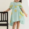 The Right Cut Kids Sky Blue Handloom Khadi Dress For Girls