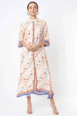 Soup By Sougat Paul Beige Printed Asymmetrical Dress