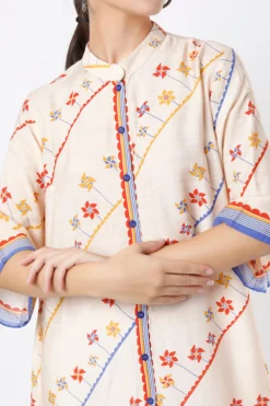 Soup By Sougat Paul Beige Printed Asymmetrical Dress -AOZA Wear Style Shop SBSP012228 3