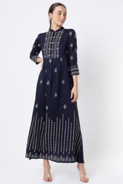 Soup By Sougat Paul Navy Blue Printed Dress
