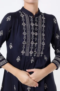 Soup By Sougat Paul Navy Blue Printed Dress -AOZA Wear Style Shop SBSP012229 3