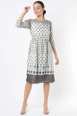 Soup By Sougat Paul Off White Printed Gathered Dress