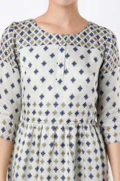 Soup By Sougat Paul Off White Printed Gathered Dress -AOZA Wear Style Shop SBSP012236 3