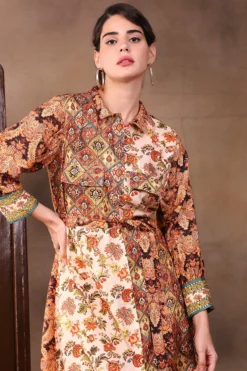 Soup By Sougat Paul Sand Beige Printed Shirt Dress -AOZA Wear Style Shop SBSP012242 3