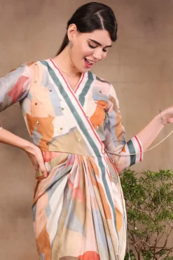 Soup By Sougat Paul Multi-Colored Printed Overlap Dress -AOZA Wear Style Shop SBSP012258 3