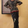 Soup By Sougat Paul Black Cotton Silk Printed Jacket Dress