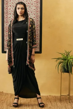 Soup By Sougat Paul Black Crepe Jacket Dress