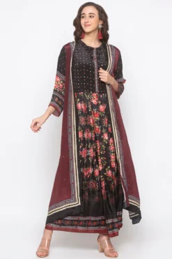 Soup By Sougat Paul Multi Colored Embroidered & Printed Jacket With Maxi Dress