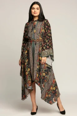 Soup By Sougat Paul Black Printed Asymmetrical Dress