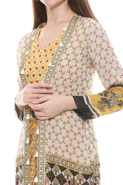 Soup By Sougat Paul Yellow Printed Dress With Jacket -AOZA Wear Style Shop SBSP032292 3