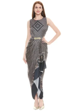 Soup By Sougat Paul Navy Blue Printed Dress With Jacket -AOZA Wear Style Shop SBSP032296 5