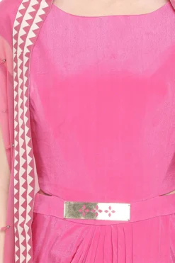 Soup By Sougat Paul Pink Draped Dress With Embroidered Jacket & Belt -AOZA Wear Style Shop SBSP051919 3