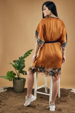 Soup By Sougat Paul Orange Cotton Silk Printed Kimono Dress -AOZA Wear Style Shop SBSP0523195 2