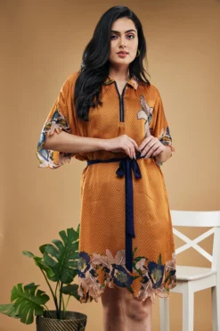 Soup By Sougat Paul Orange Cotton Silk Printed Kimono Dress -AOZA Wear Style Shop SBSP0523195 3