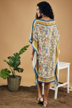 Soup By Sougat Paul Yellow Cotton Silk Printed Kaftan Dress -AOZA Wear Style Shop SBSP0523201 2