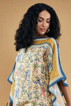 Soup By Sougat Paul Yellow Cotton Silk Printed Kaftan Dress -AOZA Wear Style Shop SBSP0523201 3