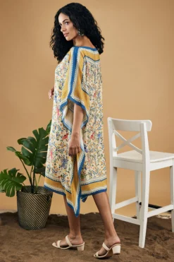 Soup By Sougat Paul Yellow Cotton Silk Printed Kaftan Dress -AOZA Wear Style Shop SBSP0523201 4