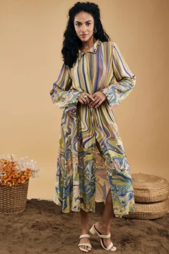 Soup By Sougat Paul Multi-Colored Cotton Silk Printed Dress