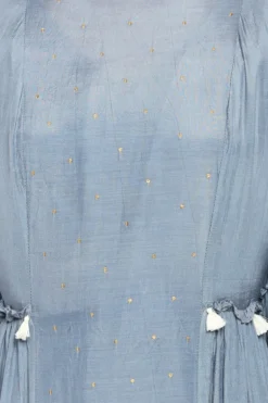 Soup By Sougat Paul Blue Maxi Dress With Beige Printed Dupatta -AOZA Wear Style Shop SBSP061902 4