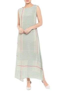 Soup By Sougat Paul Pink & Blue Printed Dress With Jacket -AOZA Wear Style Shop SBSP061914 3