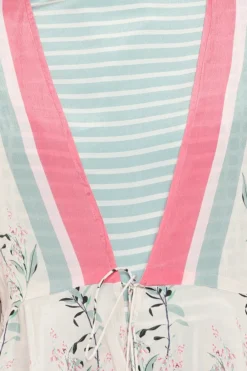 Soup By Sougat Paul Pink & Blue Printed Drape Dress With Peplum Jacket -AOZA Wear Style Shop SBSP061916 3