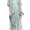 Soup By Sougat Paul Blue & Pink Printed Drape Dress With Long Cape