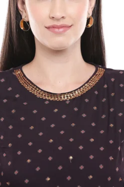 Soup By Sougat Paul Brown Printed & Embroidered Dress -AOZA Wear Style Shop SBSP0720107 3