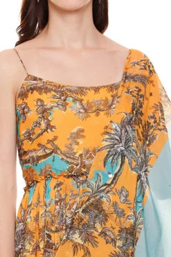 Soup By Sougat Paul Mustard Yellow & Beige Gathered Dress With Dupatta -AOZA Wear Style Shop SBSP072012 4