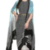 Soup By Sougat Paul Black & Aqua Blue Draped Dress With Jacket
