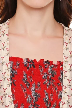 Soup By Sougat Paul Red Printed Dress With Jacket -AOZA Wear Style Shop SBSP072058 4