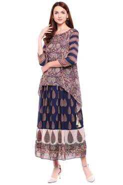 Soup By Sougat Paul Blue Asymmetrical Printed Dress
